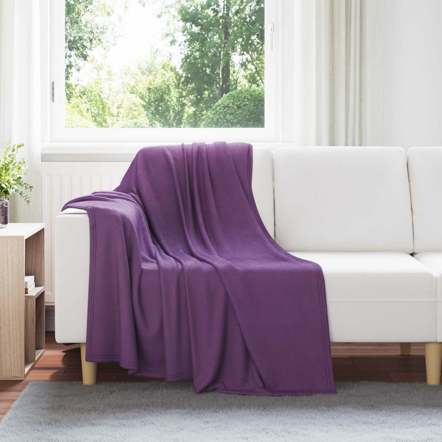 Throw Blanket Purple 170 x 130 cm Fleece