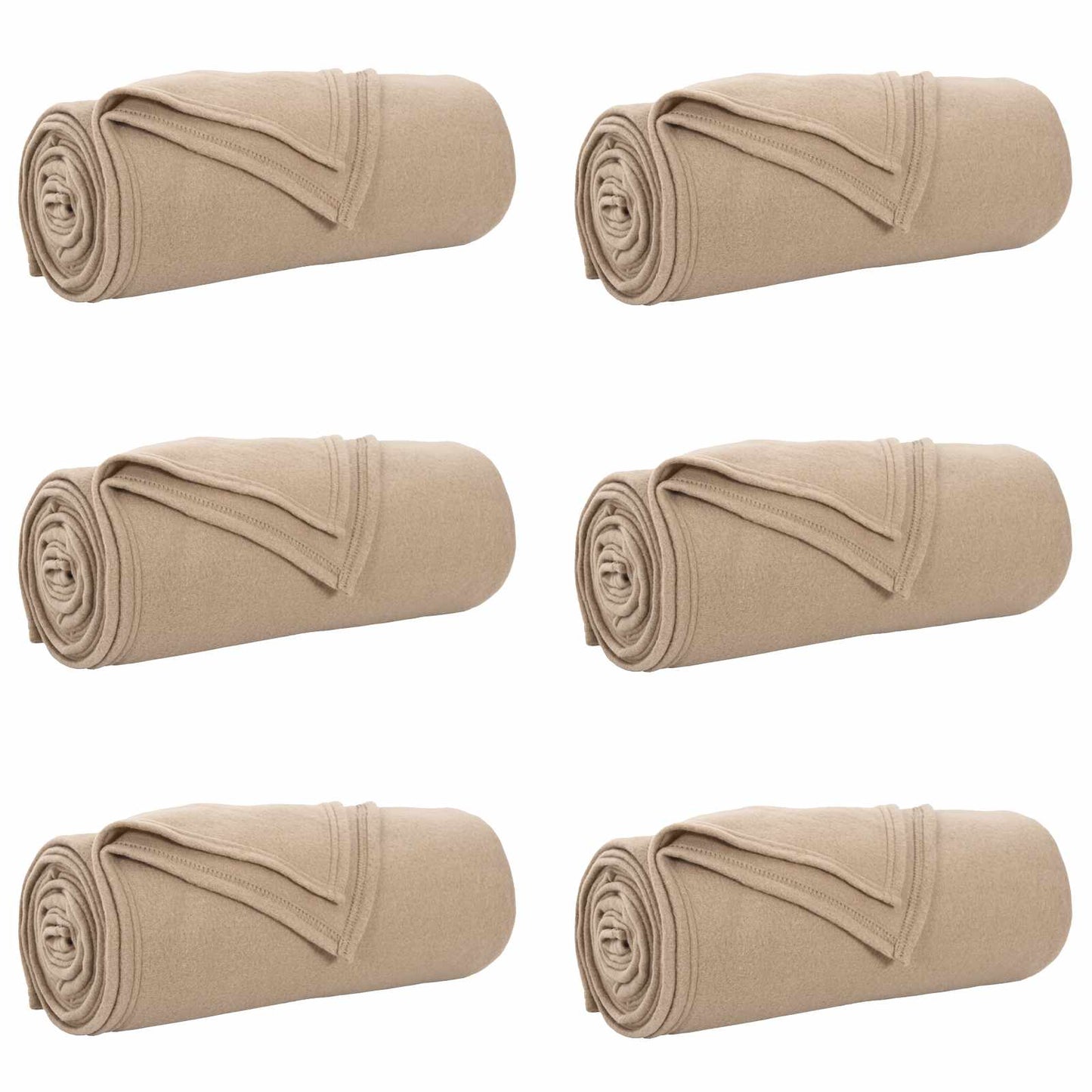 Throw Blankets 6 pcs Camel 200 x 150 cm Fleece