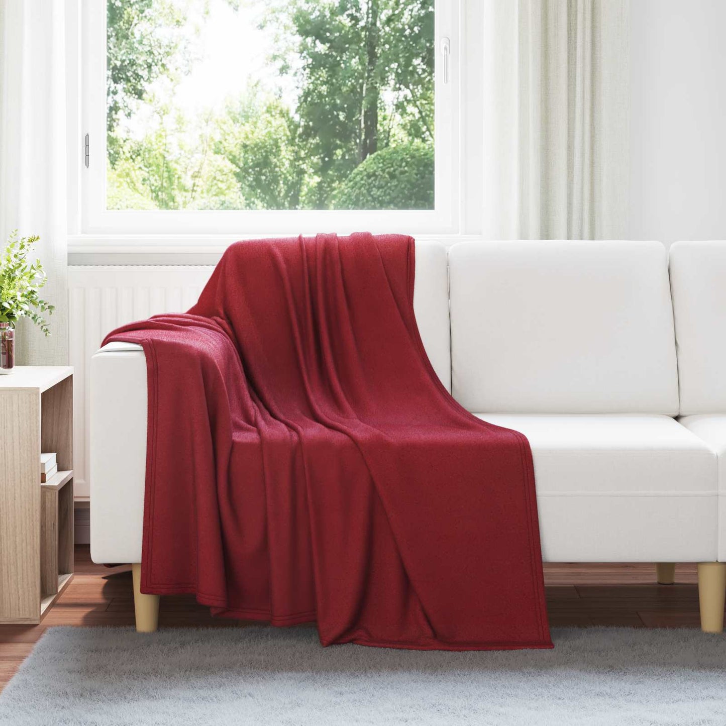 Throw Blankets 6 pcs Bordeaux Red 170 x 130 cm Fleece