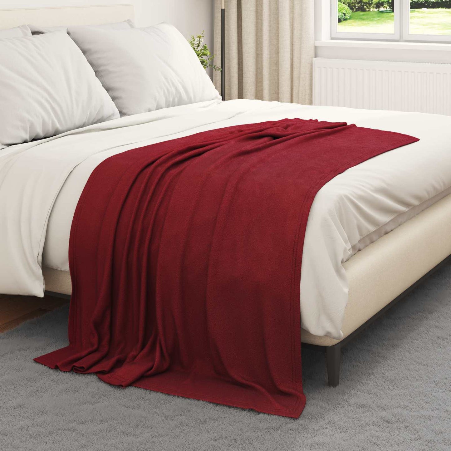 Throw Blankets 6 pcs Bordeaux Red 170 x 130 cm Fleece