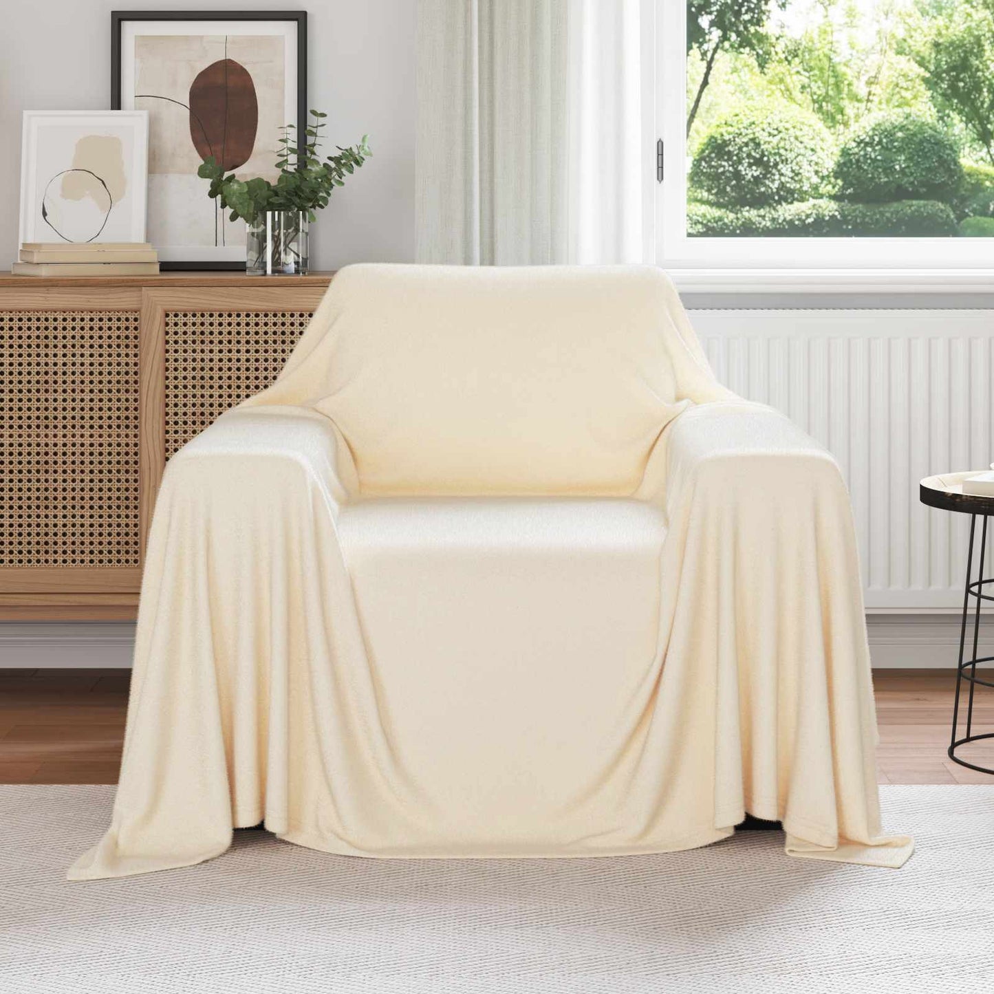 Throw Blanket Cream 210 x 140 cm Fleece