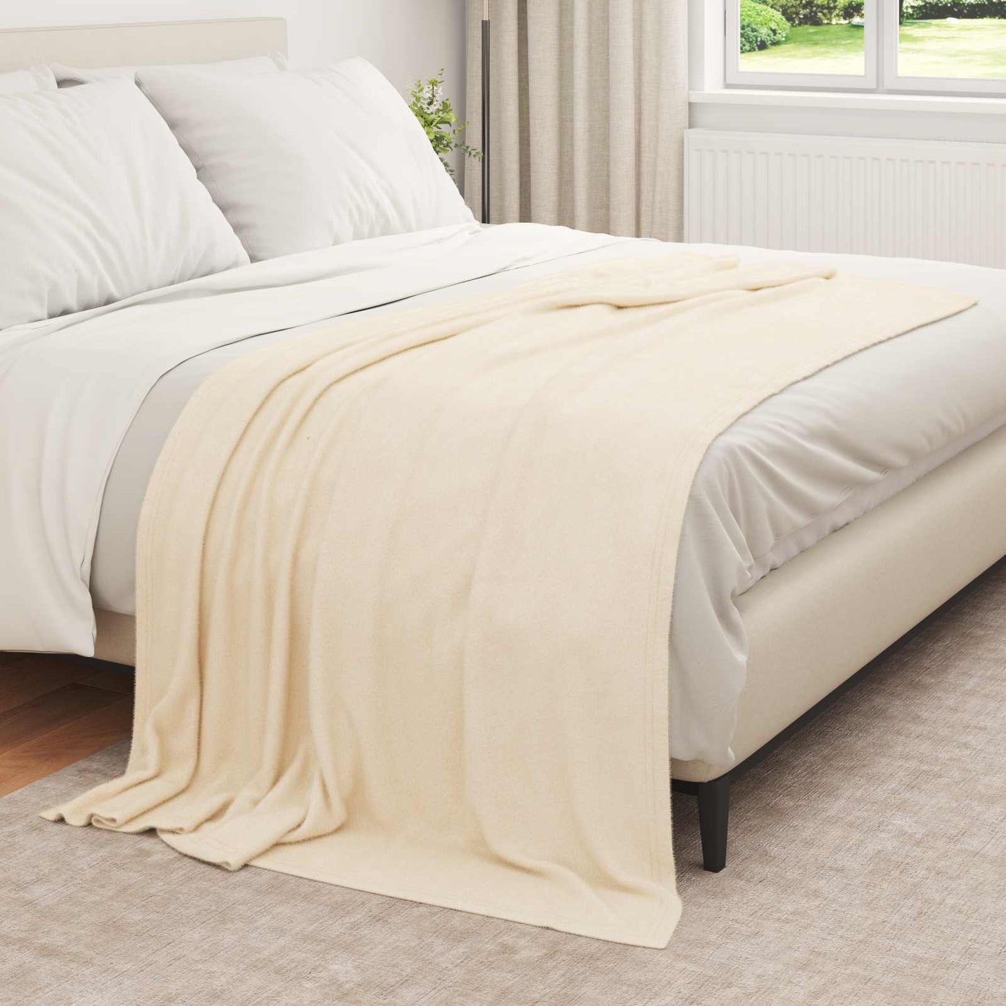 Throw Blanket Cream 210 x 140 cm Fleece