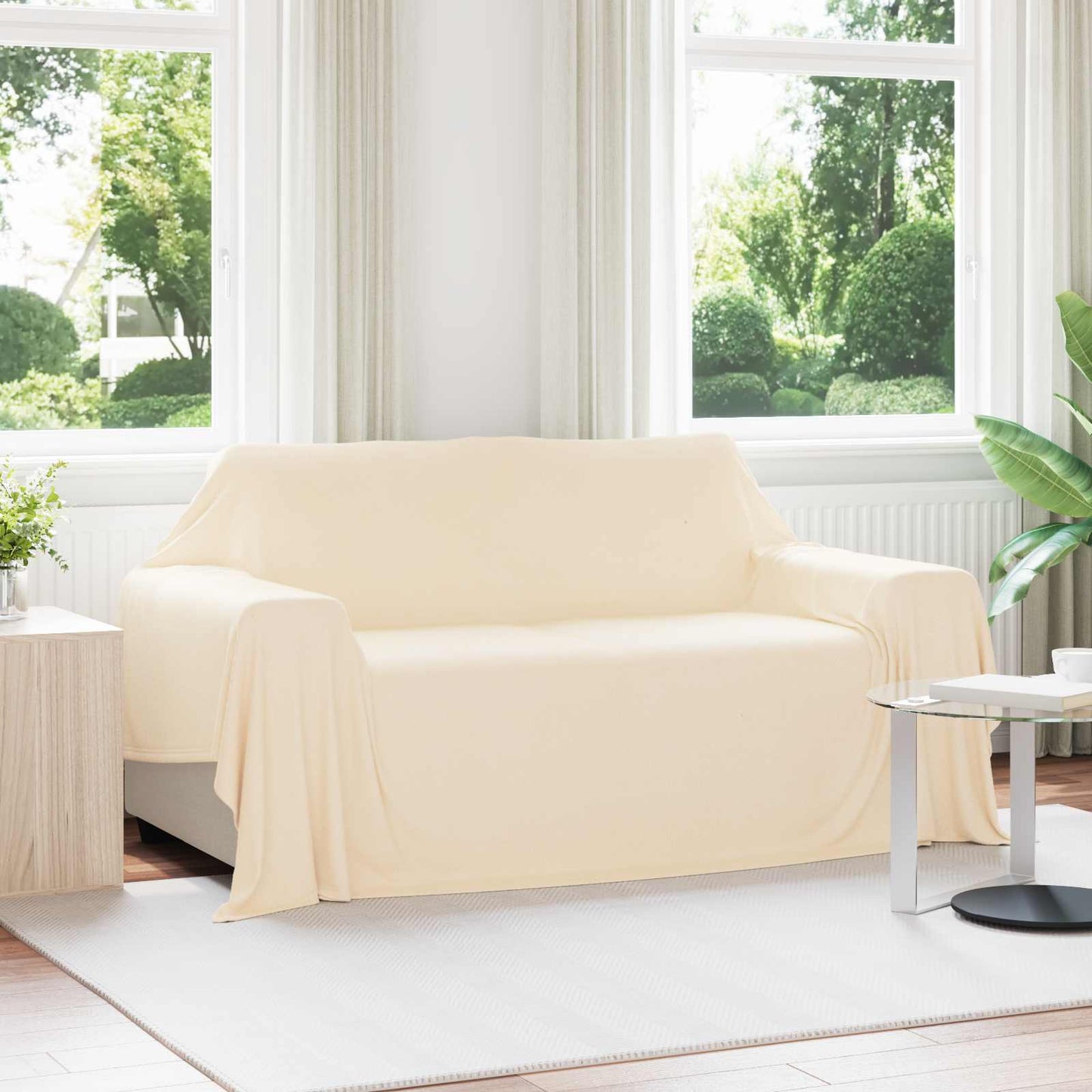 Throw Blanket Cream 280 x 210 cm Fleece