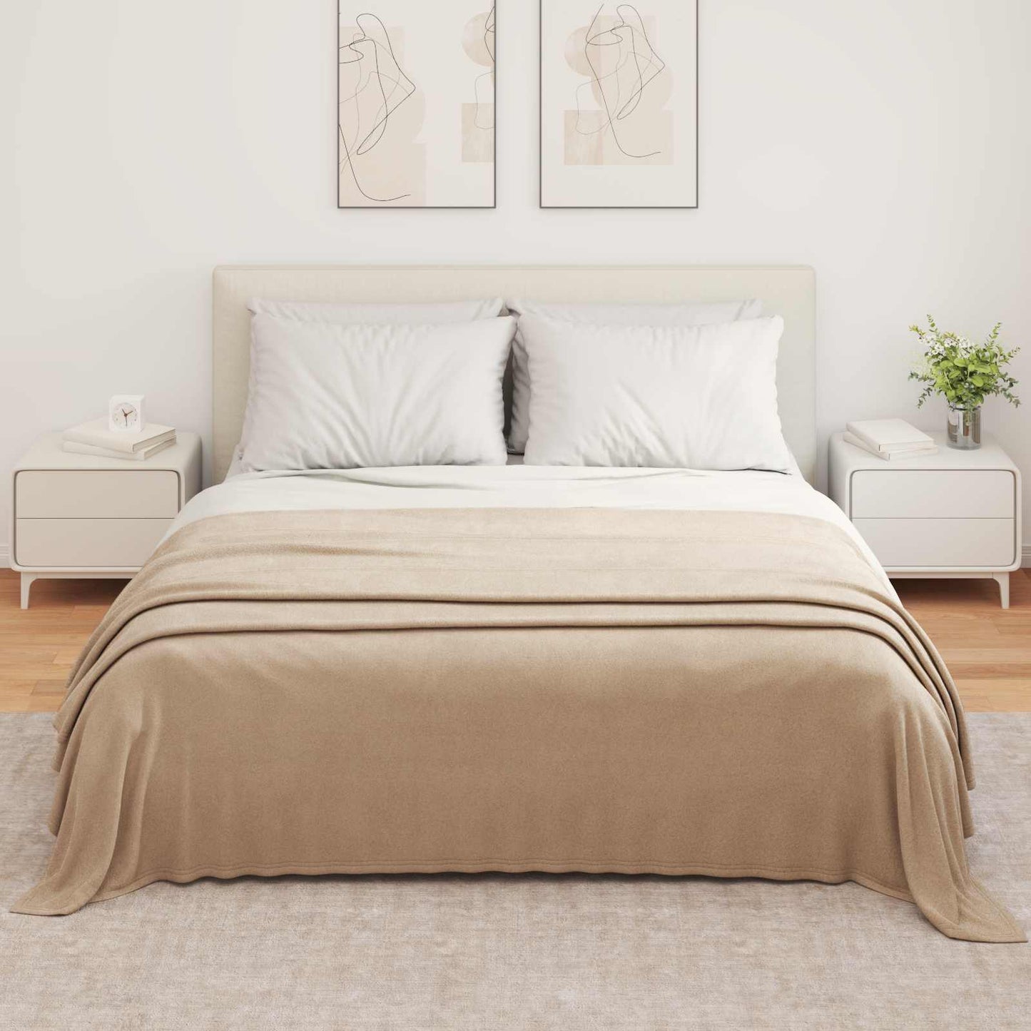 Throw Blanket Camel 350 x 270 cm Fleece