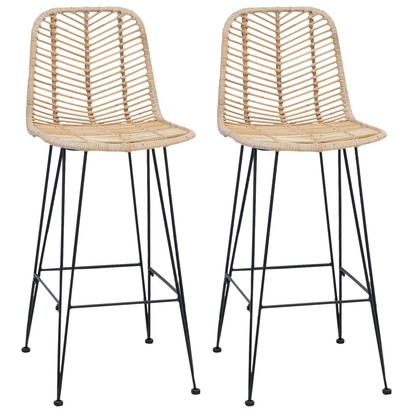 Bar Chair 2 pcs 44 x 52 x 111 cm Rattan and Iron