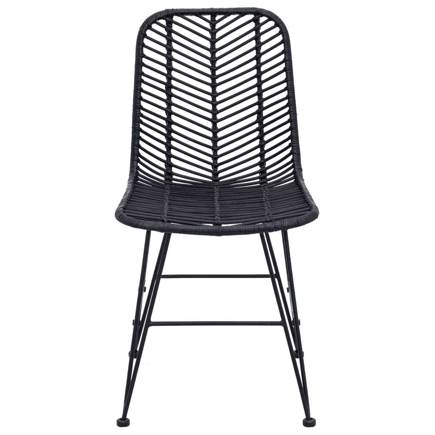 Dining Chair 2 pcs Rattan and Iron Black 44.5 x 54.5 x 85 cm