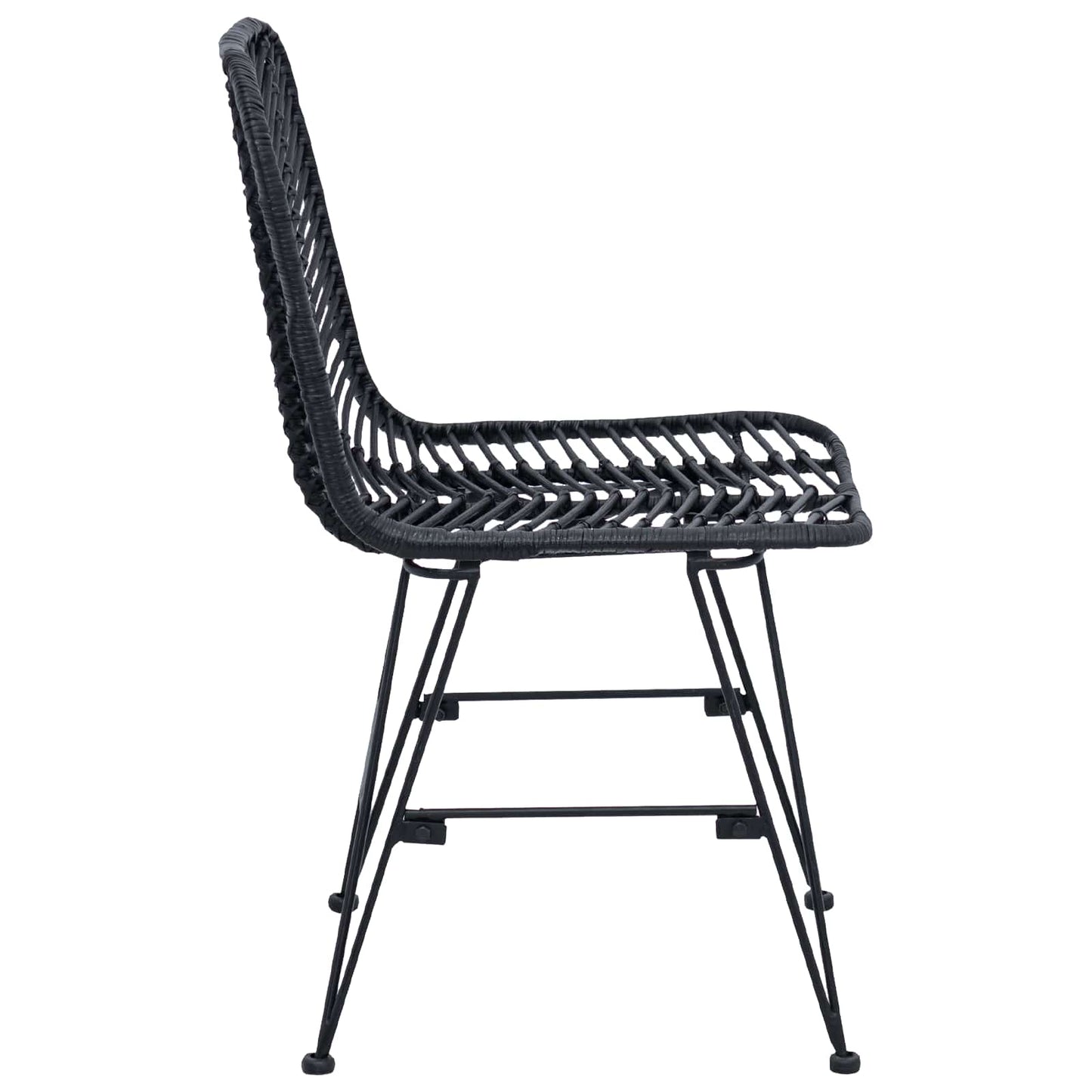 Dining Chair 2 pcs Rattan and Iron Black 44.5 x 54.5 x 85 cm