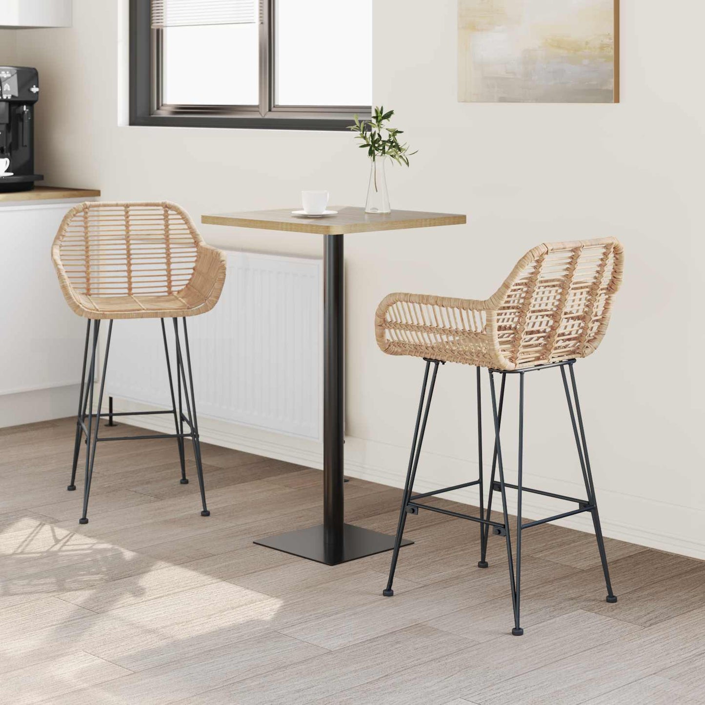 Bar Chair 2 pcs 55 x 52 x 92 cm Rattan and Iron