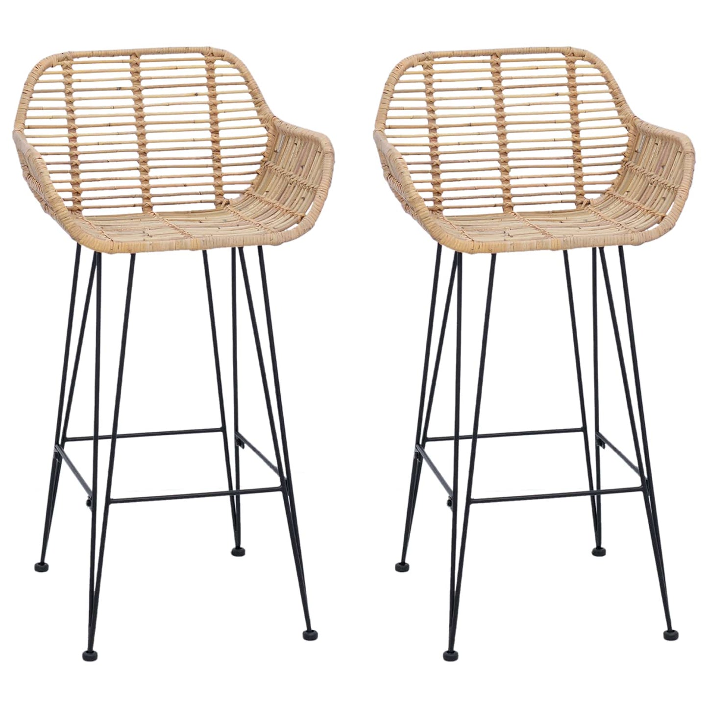 Bar Chair 2 pcs 55 x 52 x 92 cm Rattan and Iron
