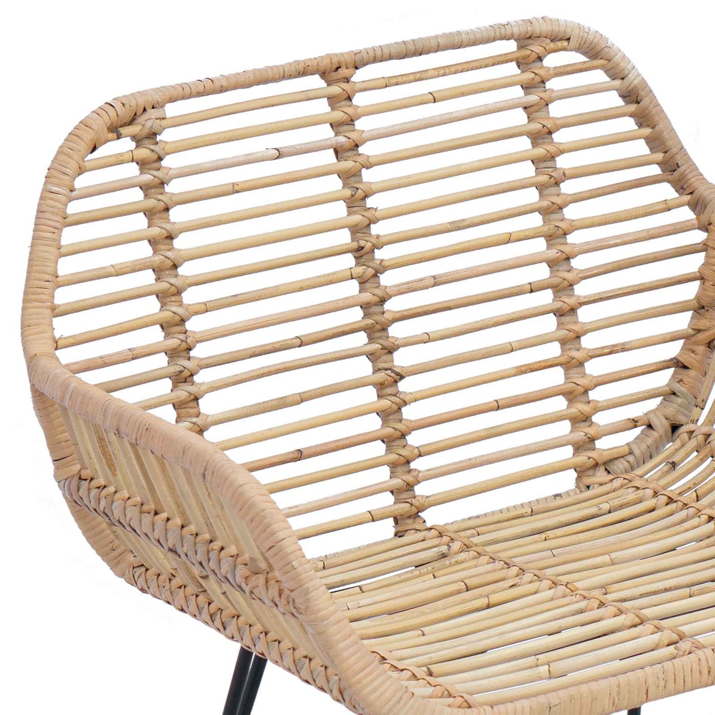 Dining Chair 2 pcs Rattan and Iron Natural 55 x 50 x 74 cm