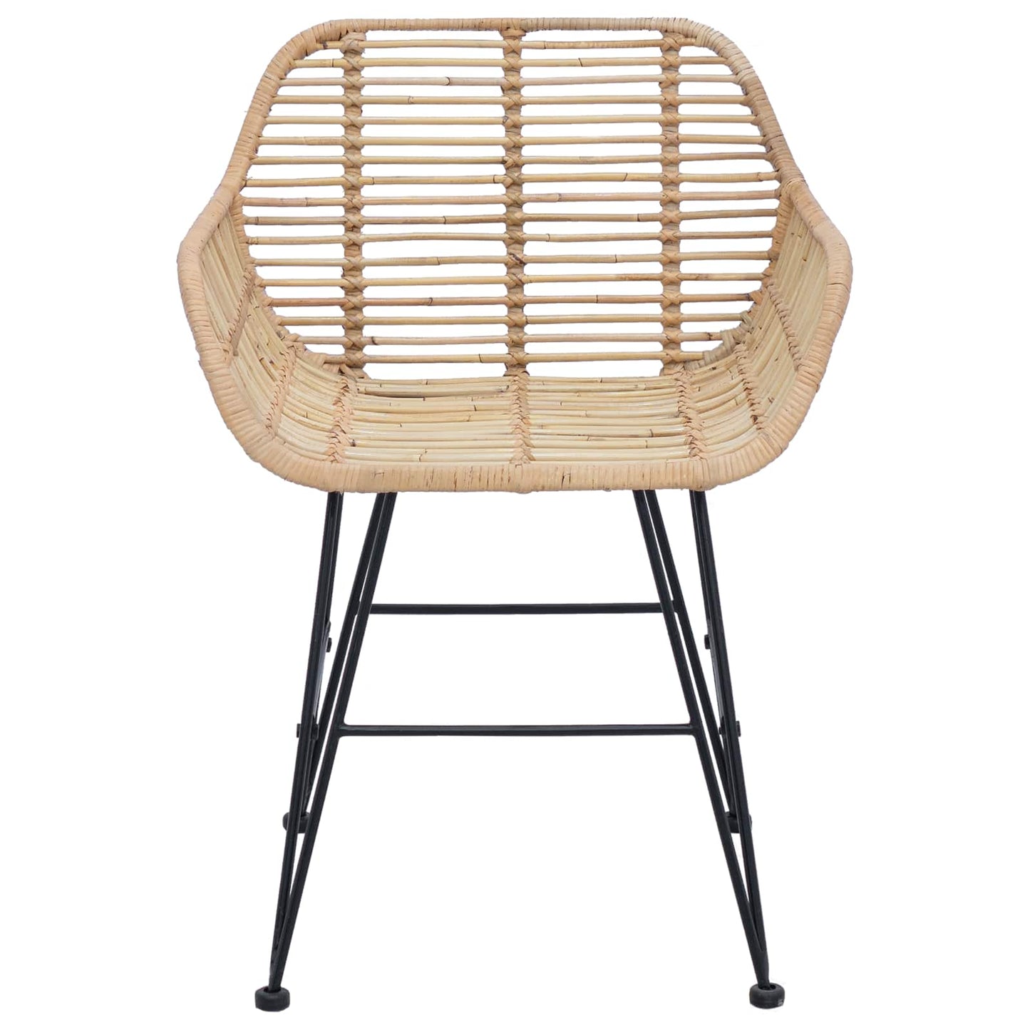 Dining Chair 2 pcs Rattan and Iron Natural 55 x 50 x 74 cm