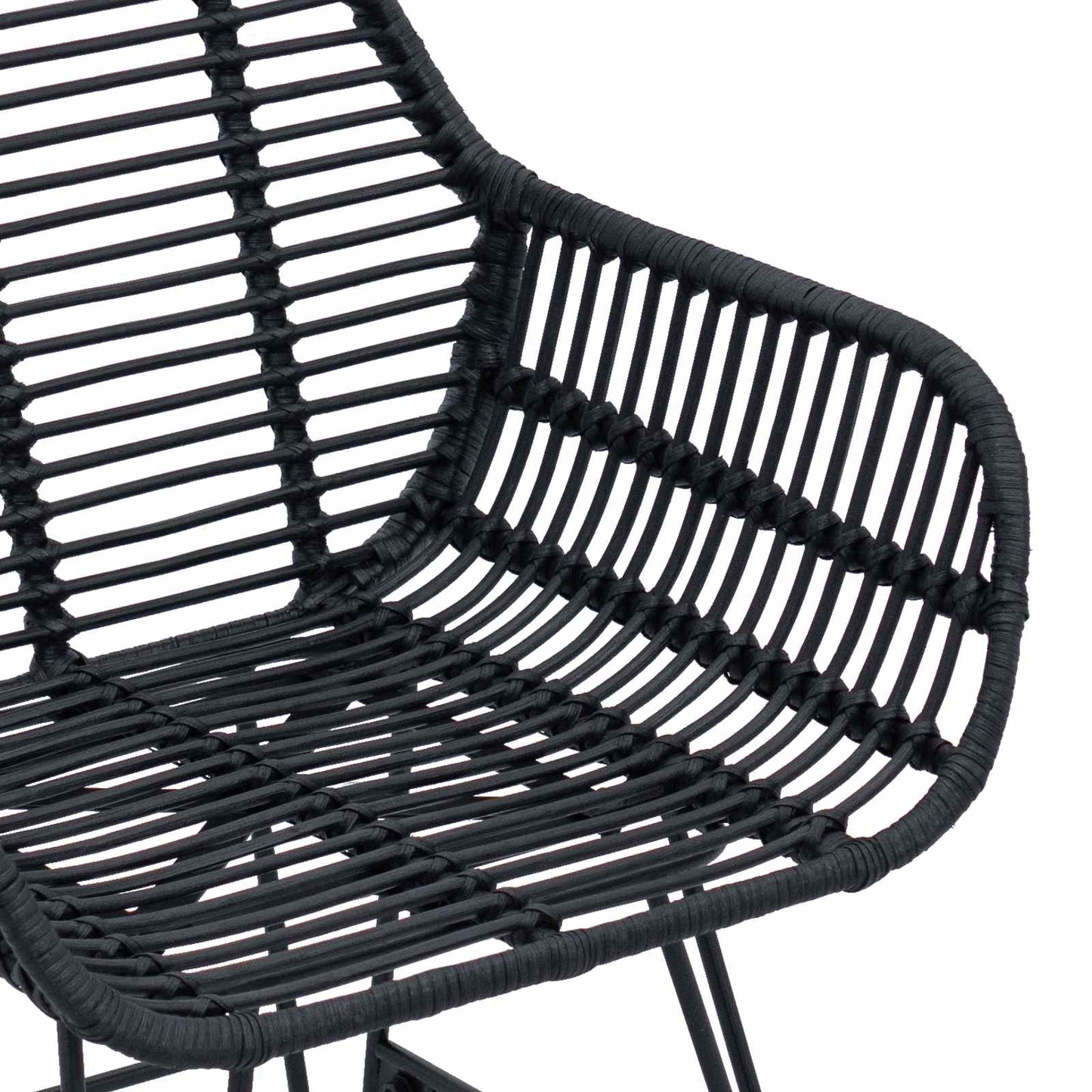 Dining Chair 2 pcs Rattan and Iron Black 55 x 50 x 74 cm