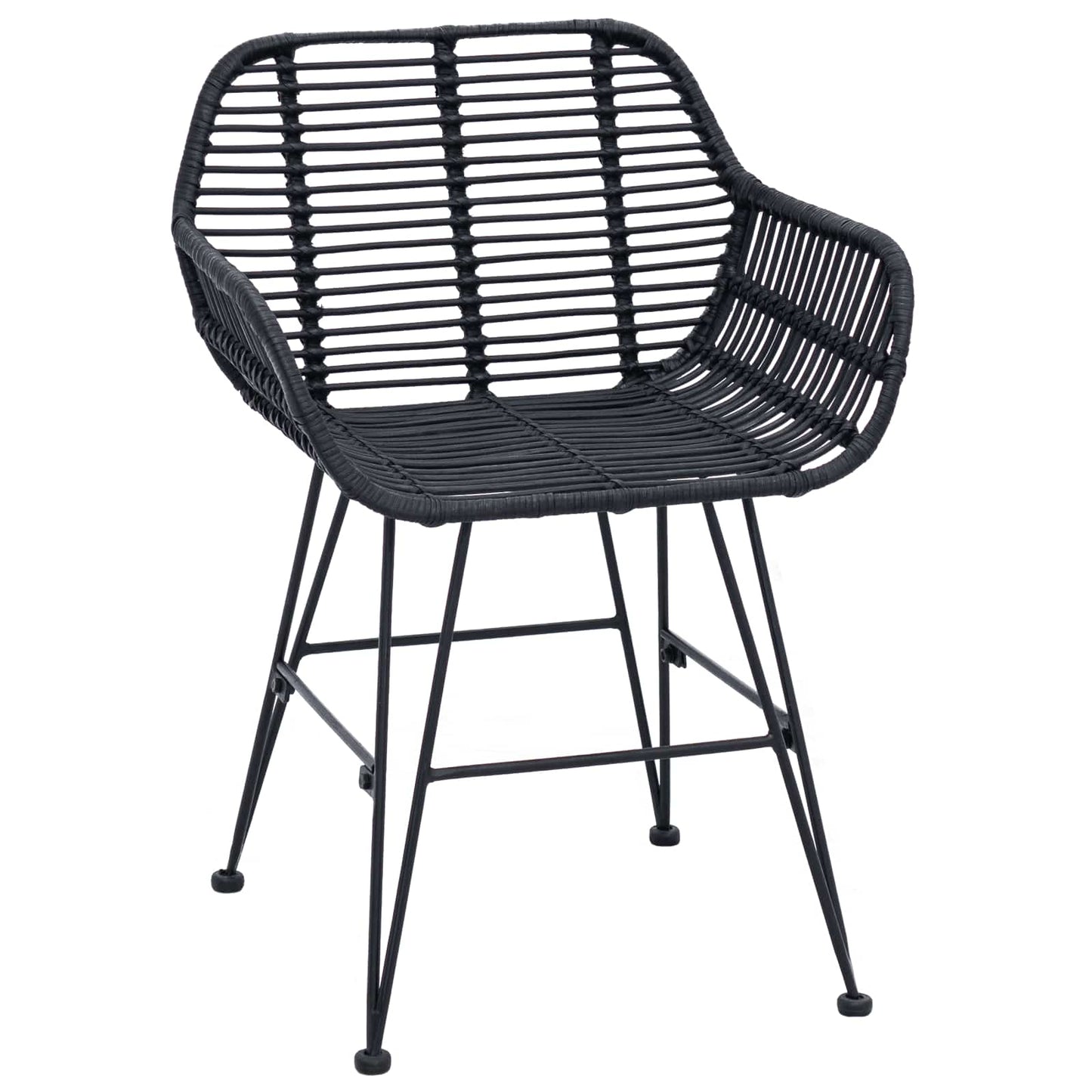 Dining Chair 2 pcs Rattan and Iron Black 55 x 50 x 74 cm