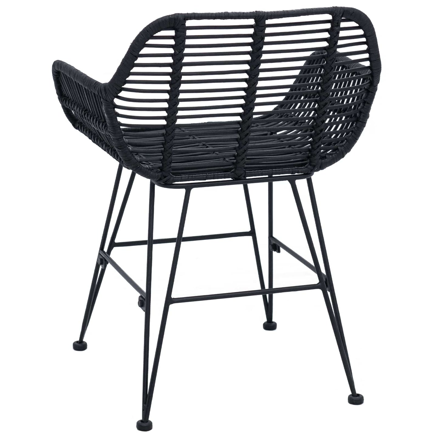 Dining Chair 2 pcs Rattan and Iron Black 55 x 50 x 74 cm