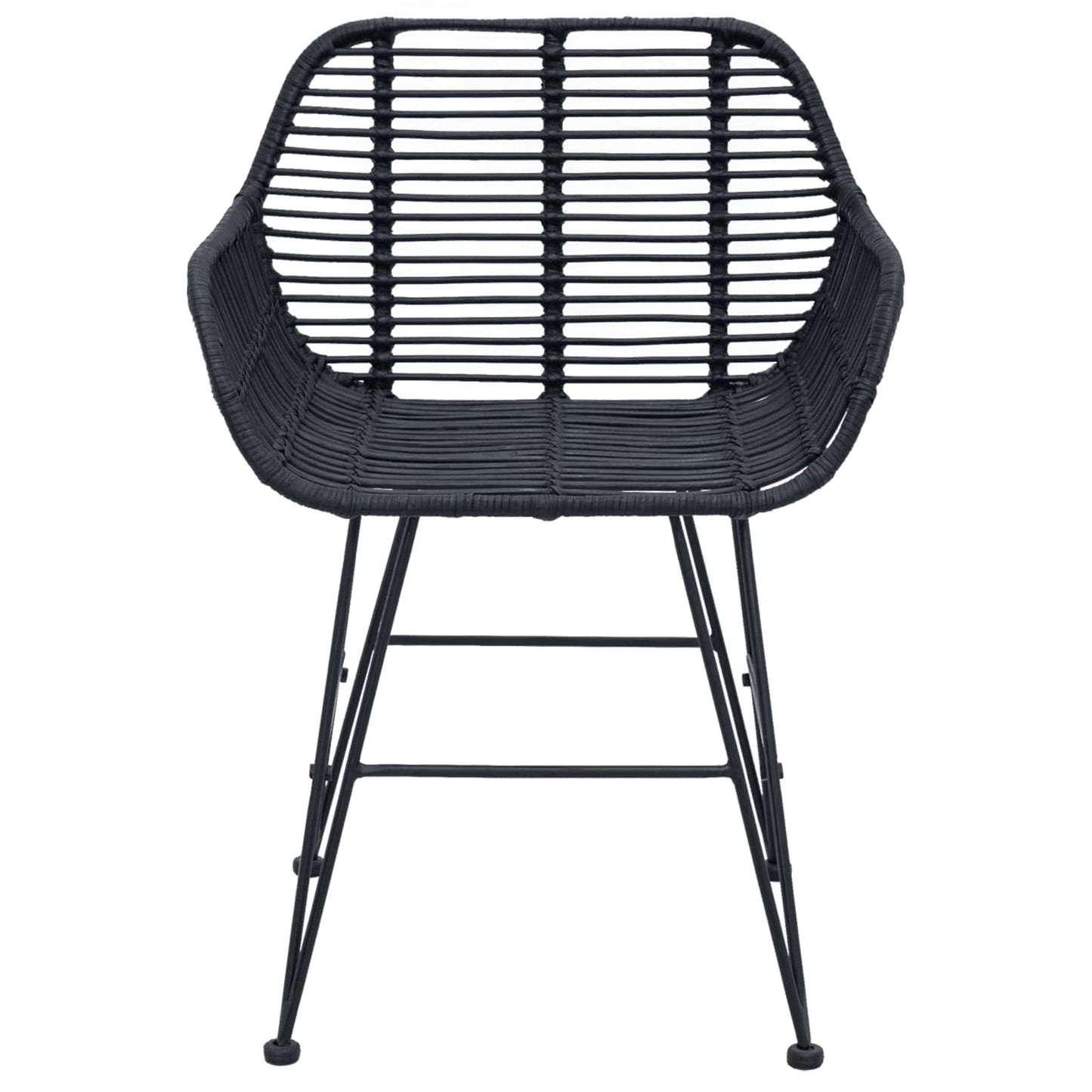 Dining Chair 2 pcs Rattan and Iron Black 55 x 50 x 74 cm