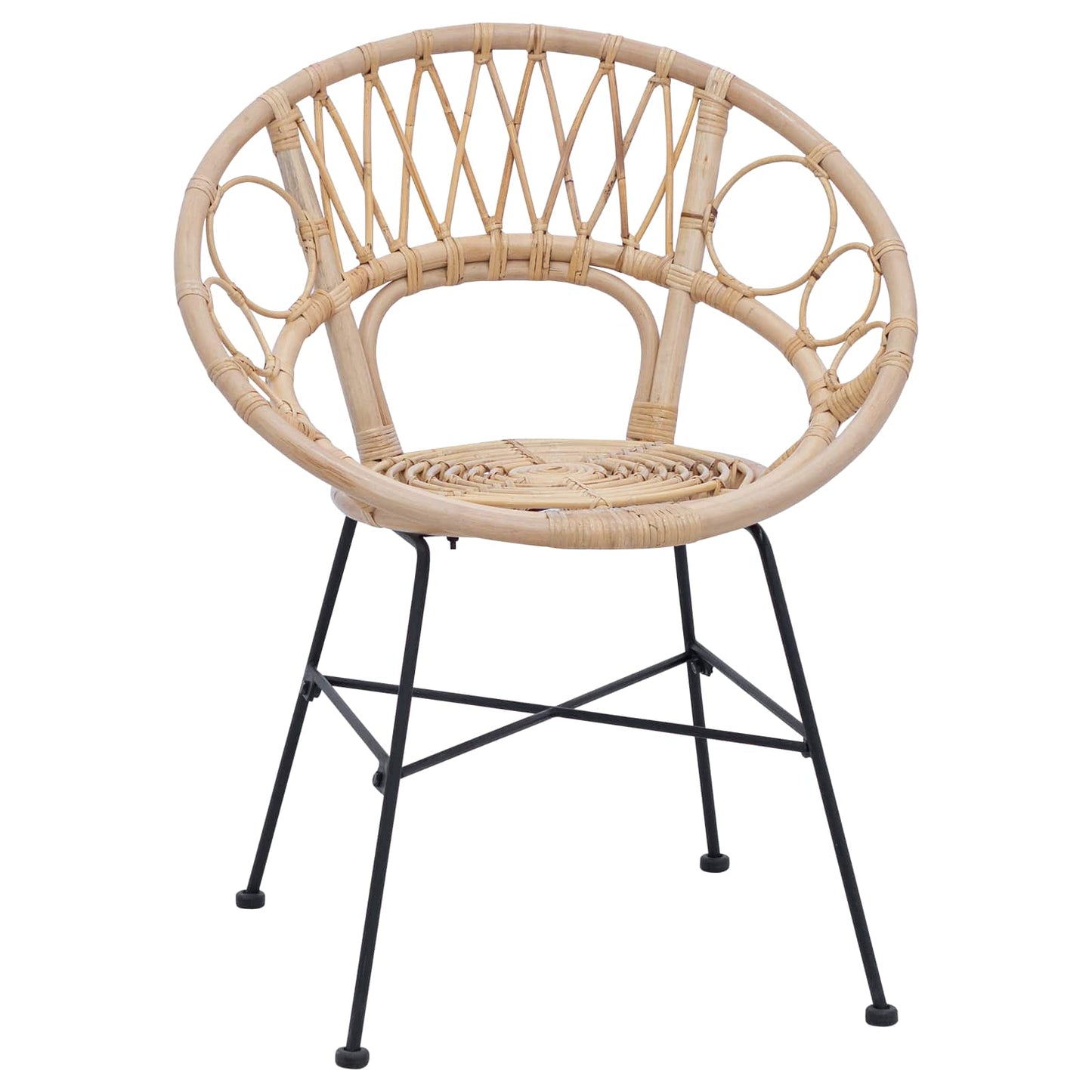 Dining Chair 2 pcs Rattan and Iron Natural 54 x 65 x 82 cm