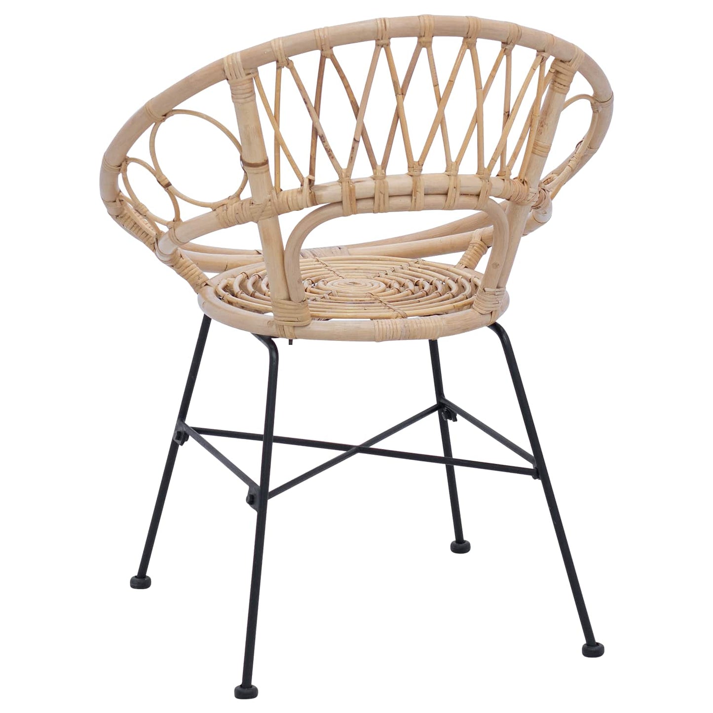 Dining Chair 2 pcs Rattan and Iron Natural 54 x 65 x 82 cm