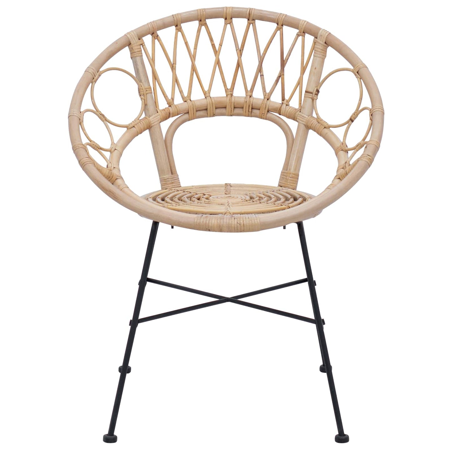 Dining Chair 2 pcs Rattan and Iron Natural 54 x 65 x 82 cm