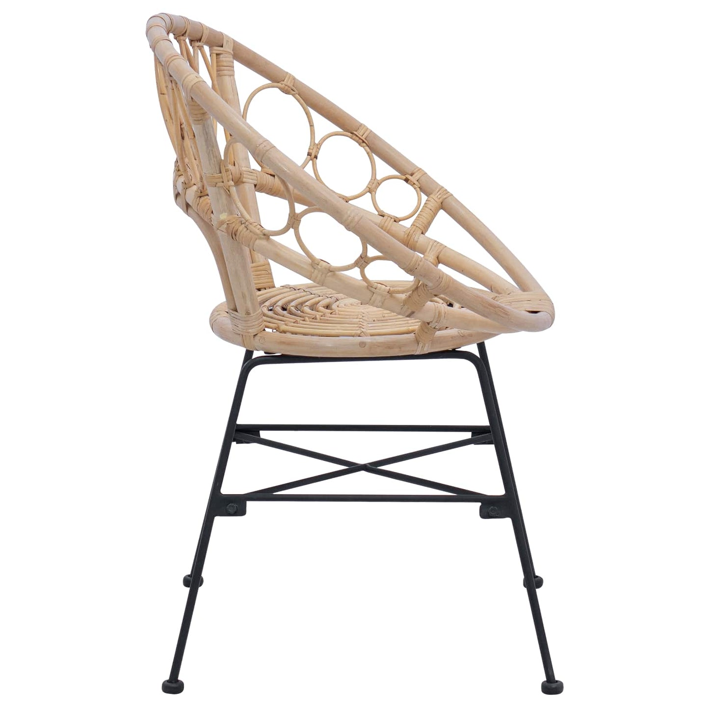 Dining Chair 2 pcs Rattan and Iron Natural 54 x 65 x 82 cm