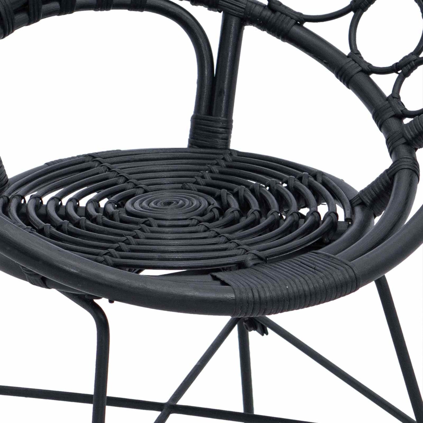 Dining Chair 2 pcs Rattan and Iron Black 54 x 65 x 82 cm