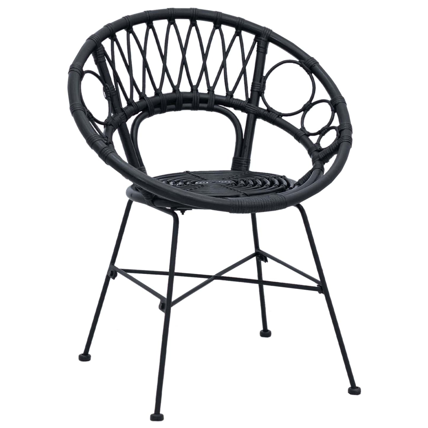 Dining Chair 2 pcs Rattan and Iron Black 54 x 65 x 82 cm