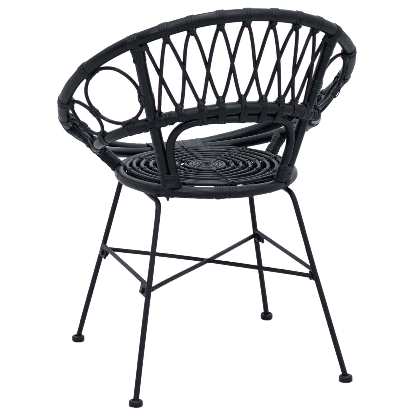 Dining Chair 2 pcs Rattan and Iron Black 54 x 65 x 82 cm