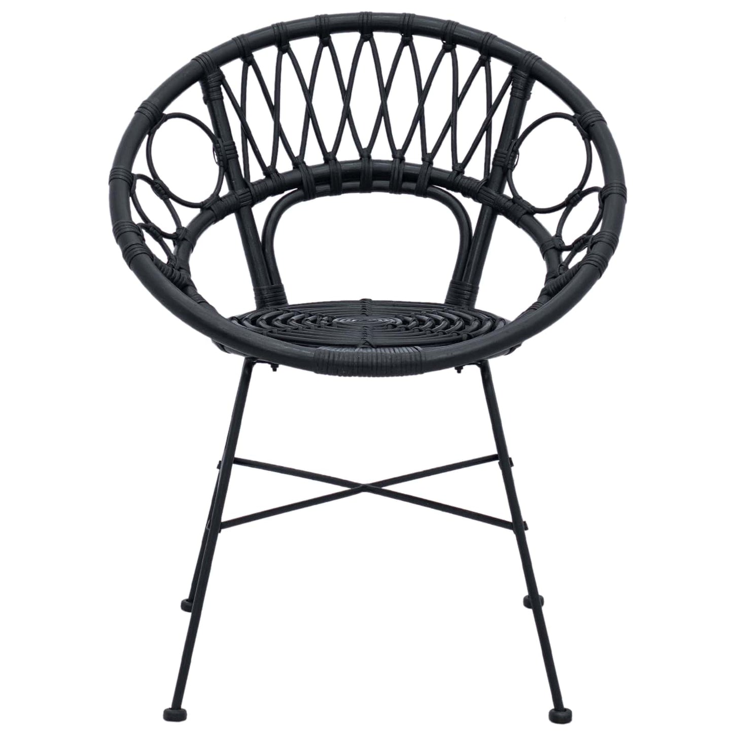 Dining Chair 2 pcs Rattan and Iron Black 54 x 65 x 82 cm