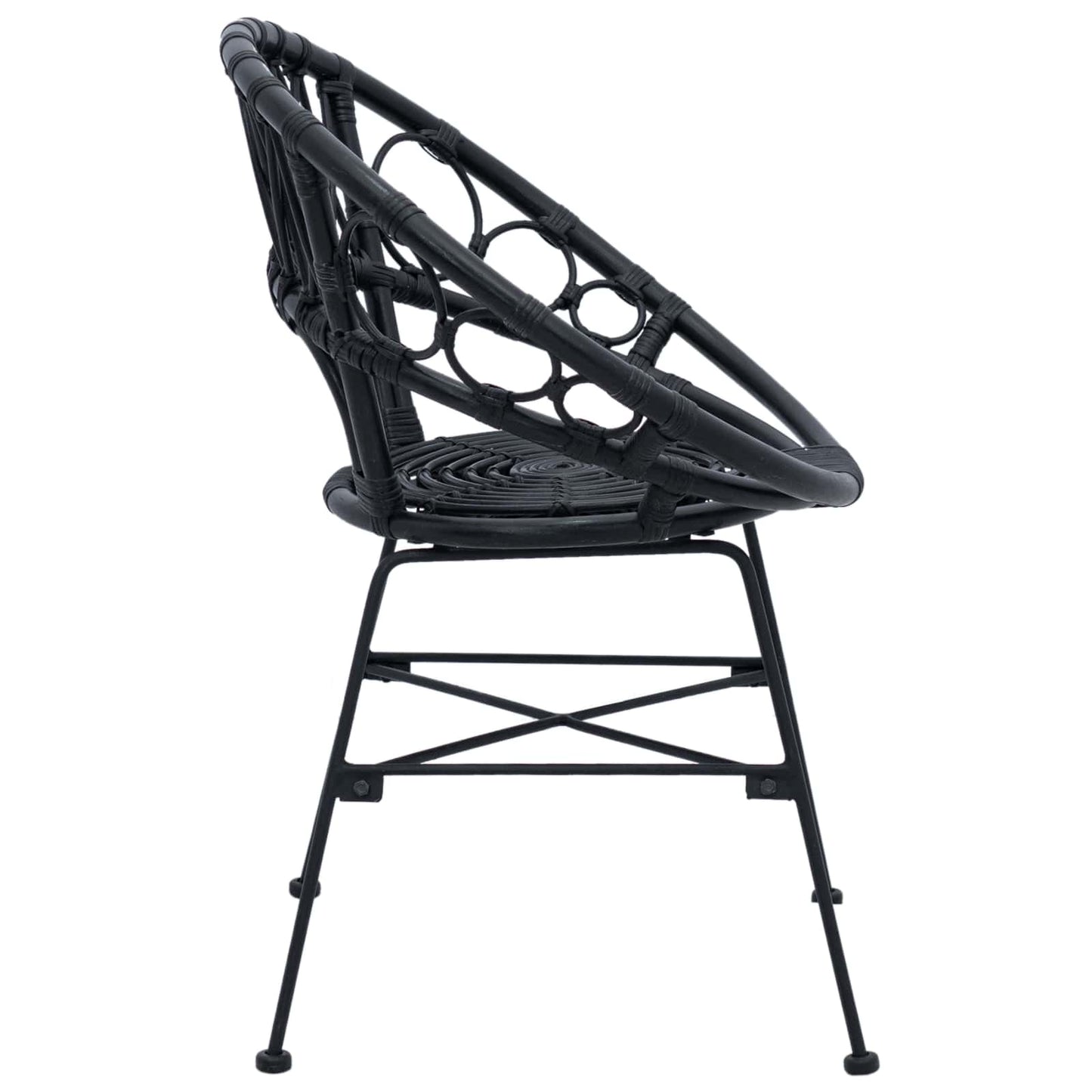 Dining Chair 2 pcs Rattan and Iron Black 54 x 65 x 82 cm