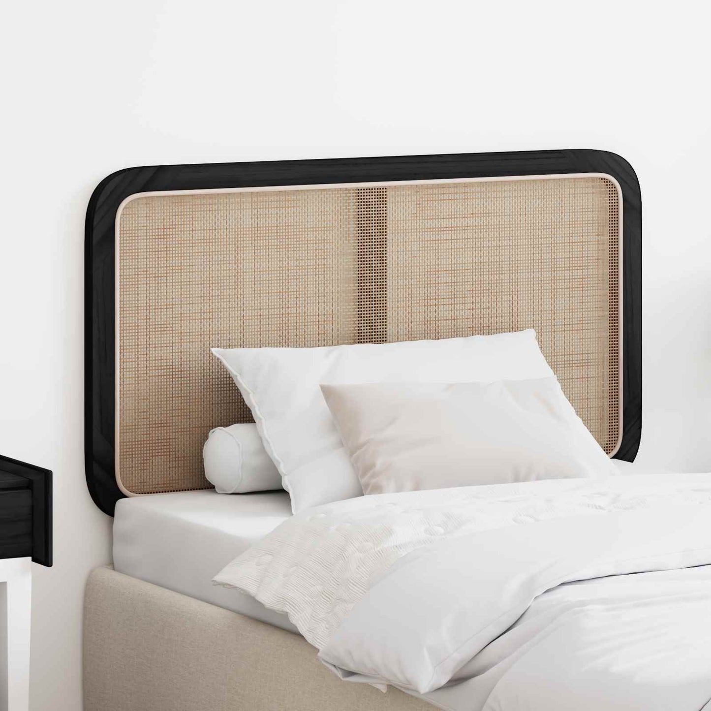Headboard with Headboard Black 100 x 55 x 3 cm Rattan