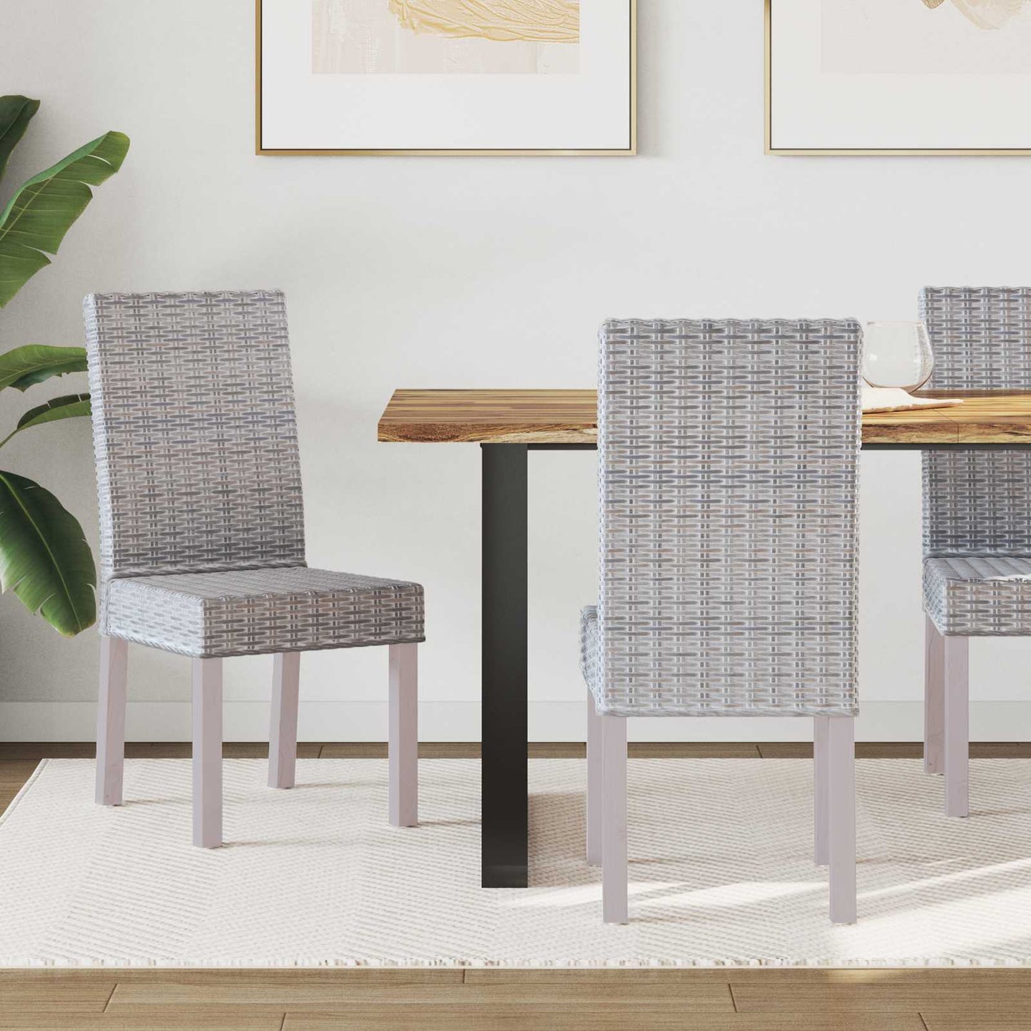 Dining Chair 2 pcs Solid Mahogany Wood White Wash