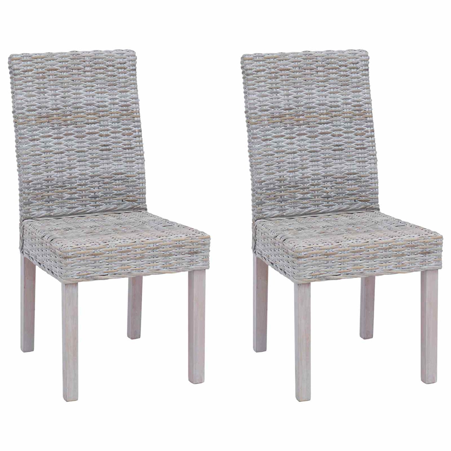Dining Chair 2 pcs Solid Mahogany Wood White Wash