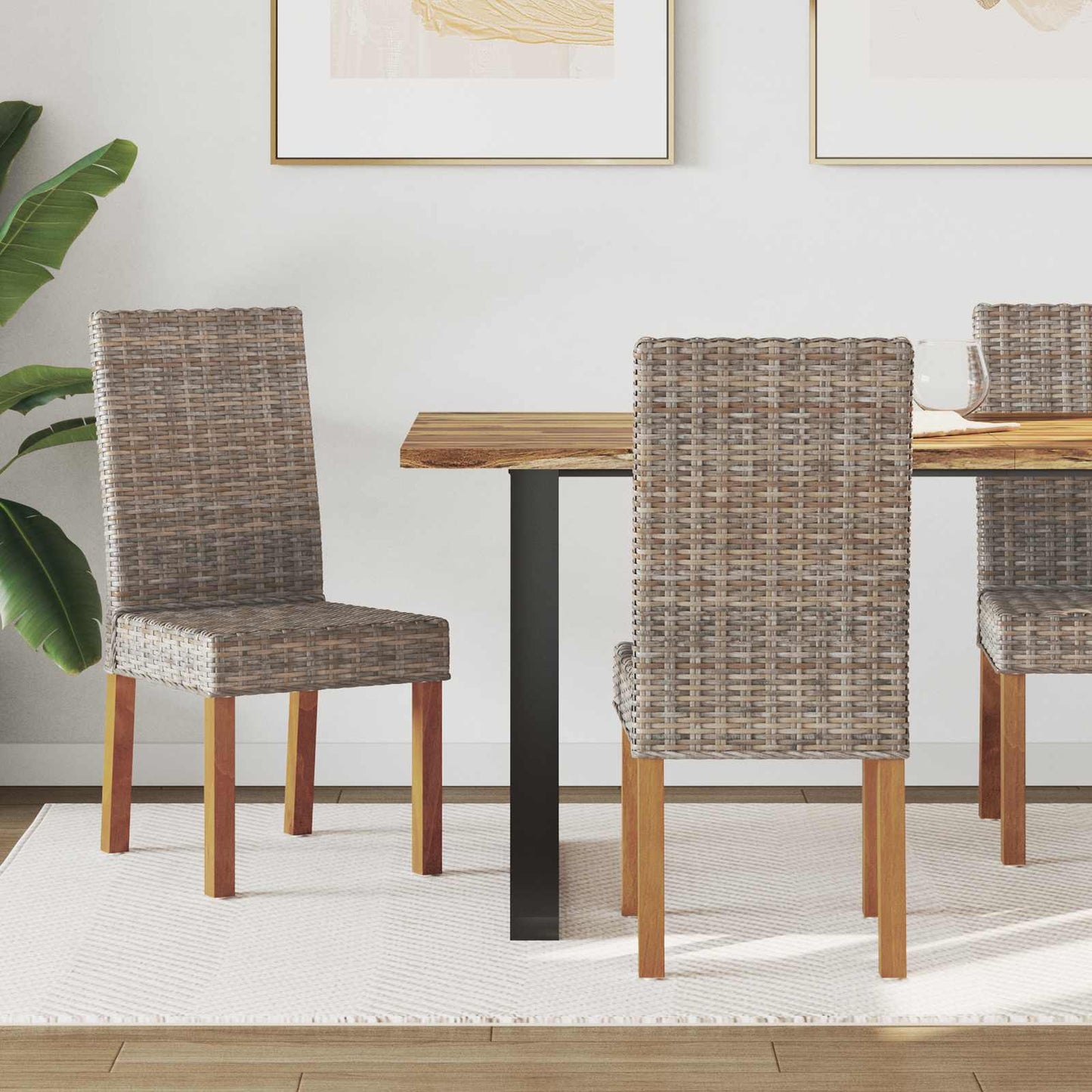 Dining Chair 2 pcs Solid Mahogany Wood Kubu Grey