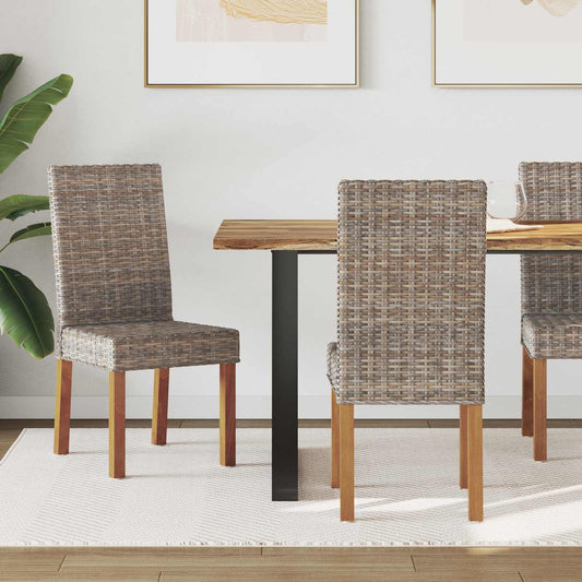 Dining Chair 2 pcs Solid Mahogany Wood Kubu Grey