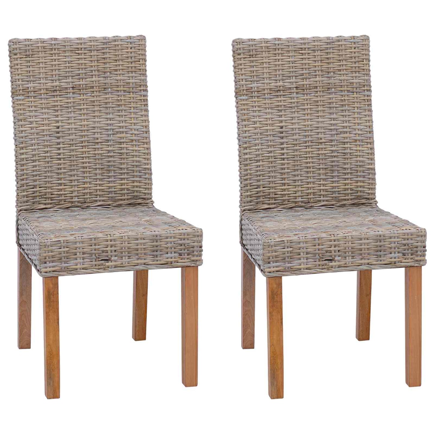 Dining Chair 2 pcs Solid Mahogany Wood Kubu Grey