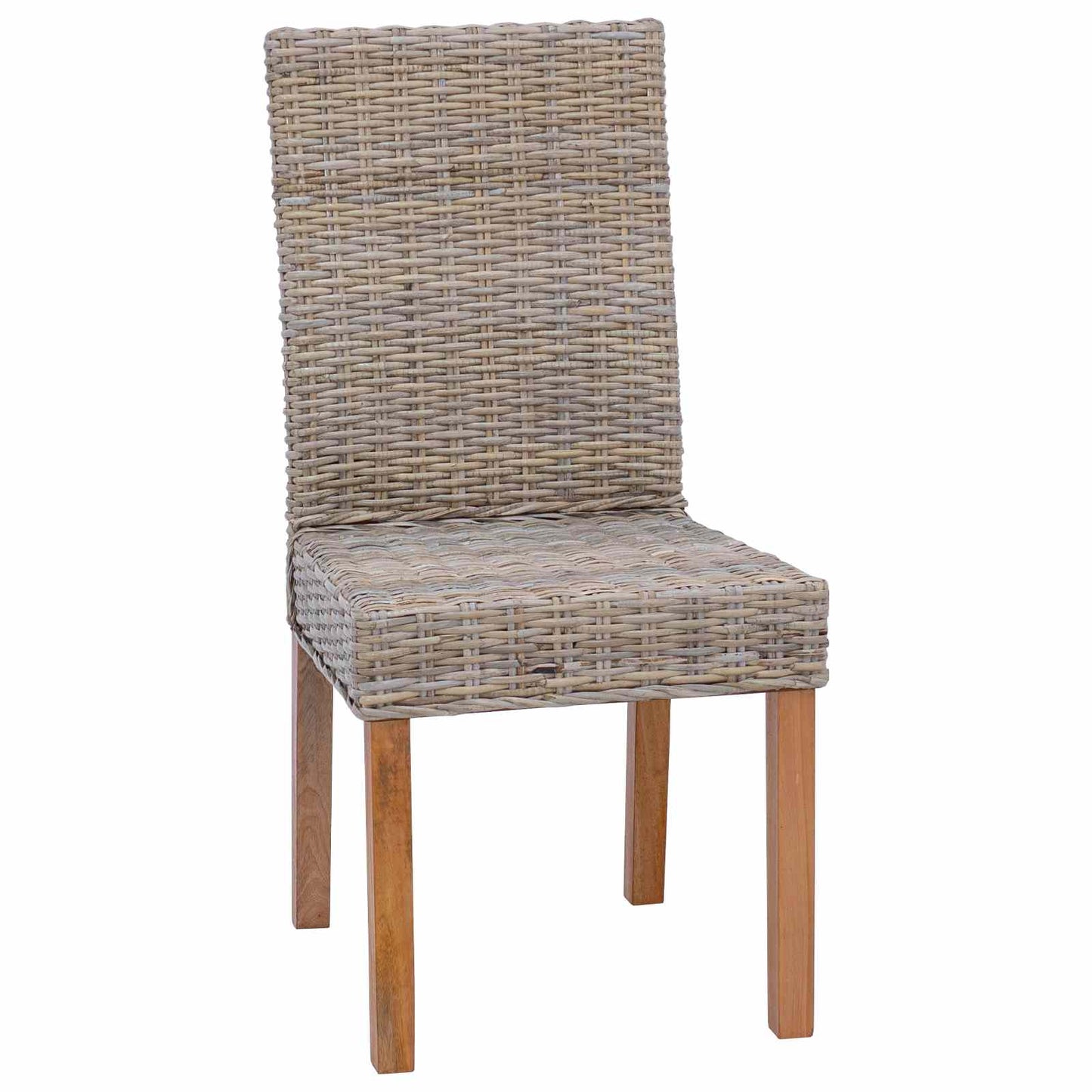 Dining Chair 2 pcs Solid Mahogany Wood Kubu Grey