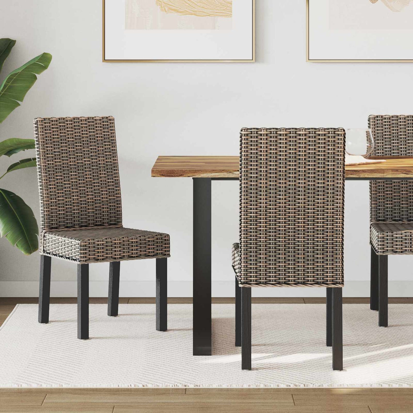Dining Chair 2 pcs Solid Mahogany Wood Black Wash