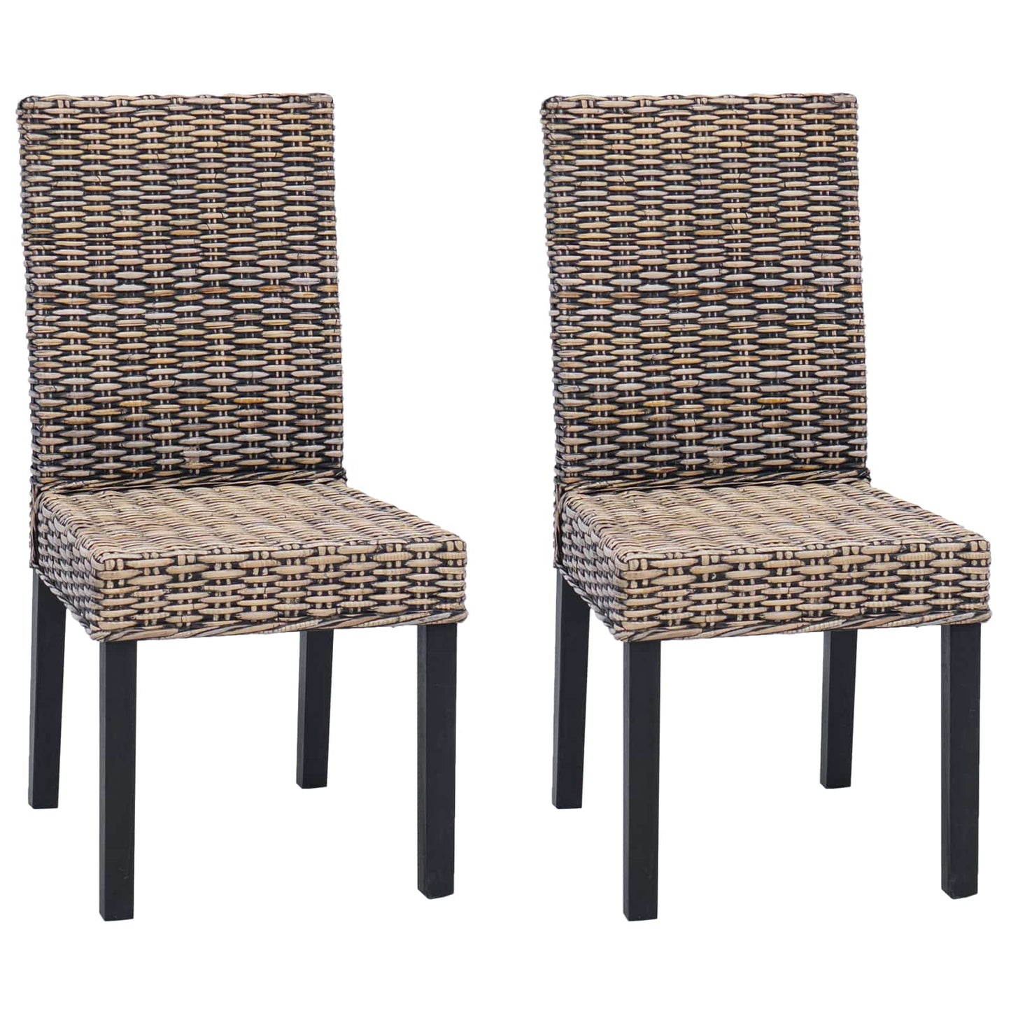 Dining Chair 2 pcs Solid Mahogany Wood Black Wash
