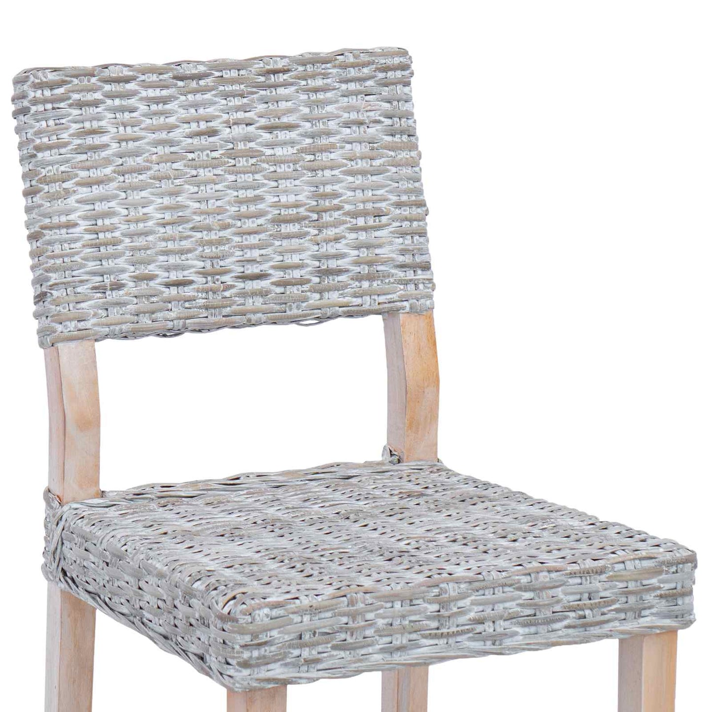 Dining Chair 2 pcs Kubu Rattan White Wash 46 x 55 x 84 cm