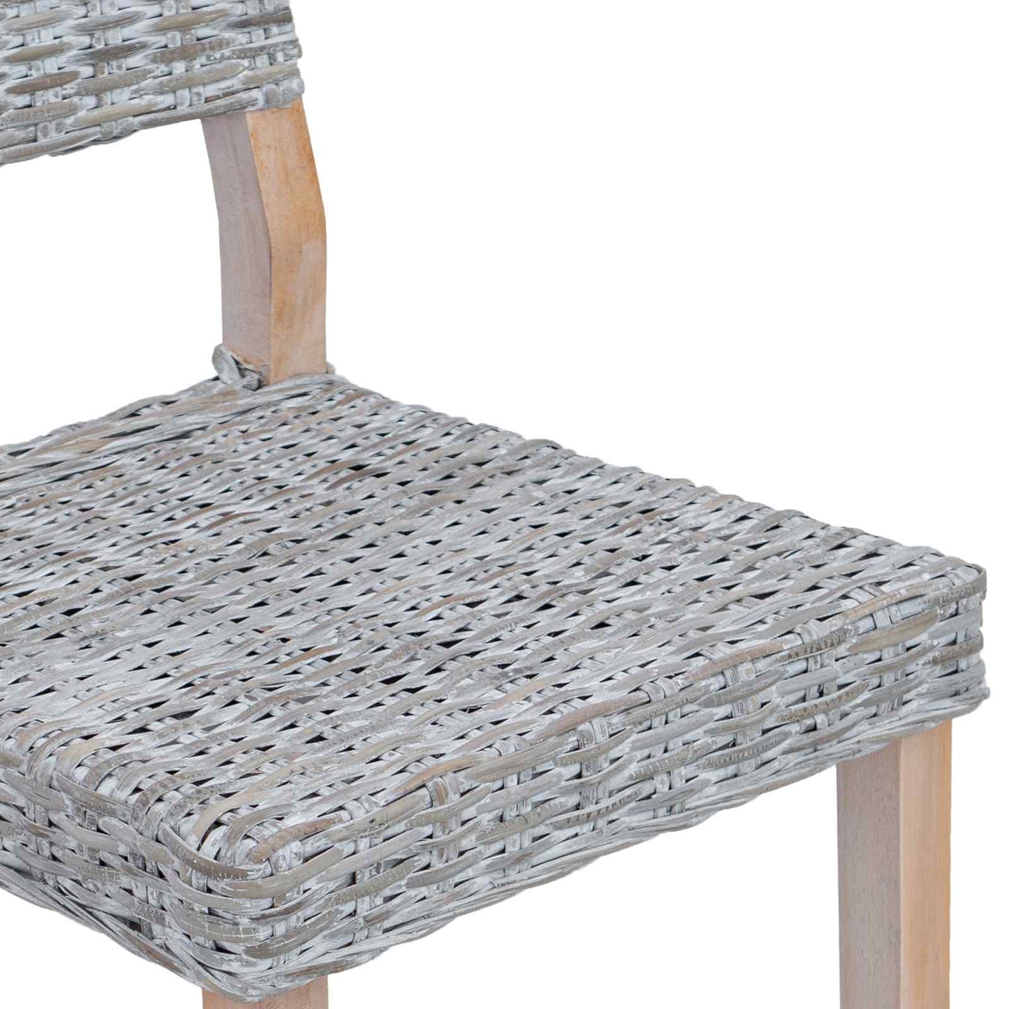 Dining Chair 2 pcs Kubu Rattan White Wash 46 x 55 x 84 cm