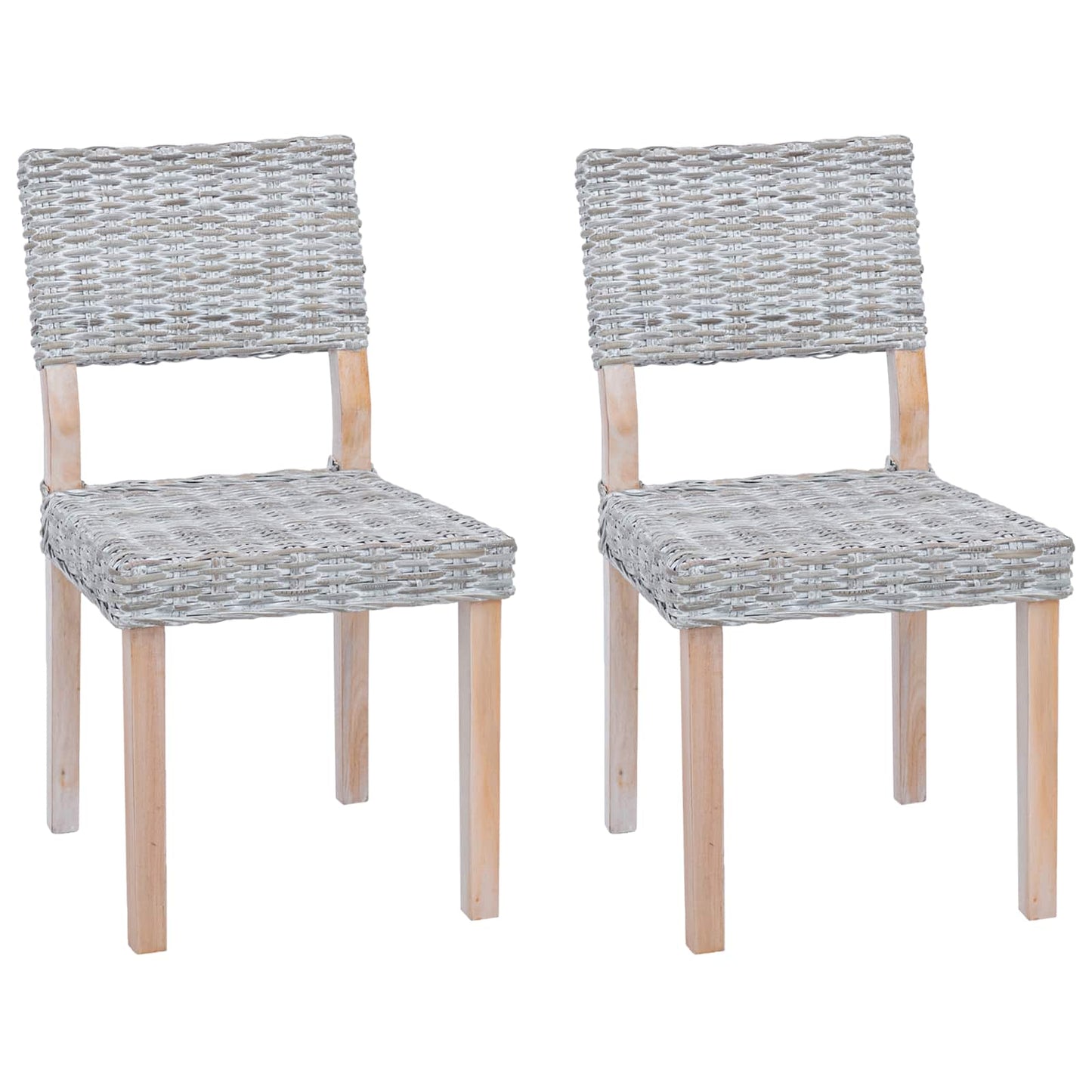 Dining Chair 2 pcs Kubu Rattan White Wash 46 x 55 x 84 cm