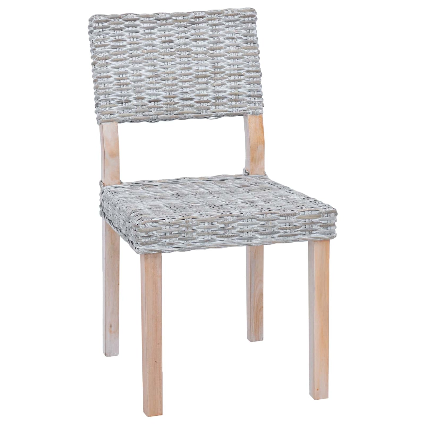 Dining Chair 2 pcs Kubu Rattan White Wash 46 x 55 x 84 cm