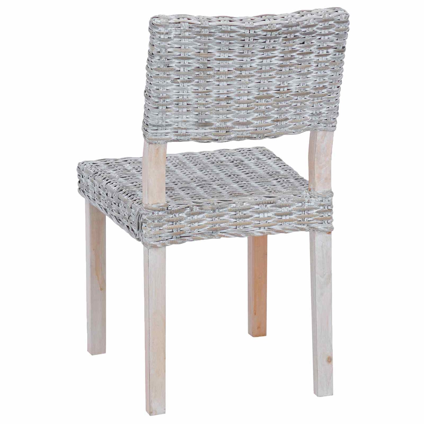 Dining Chair 2 pcs Kubu Rattan White Wash 46 x 55 x 84 cm