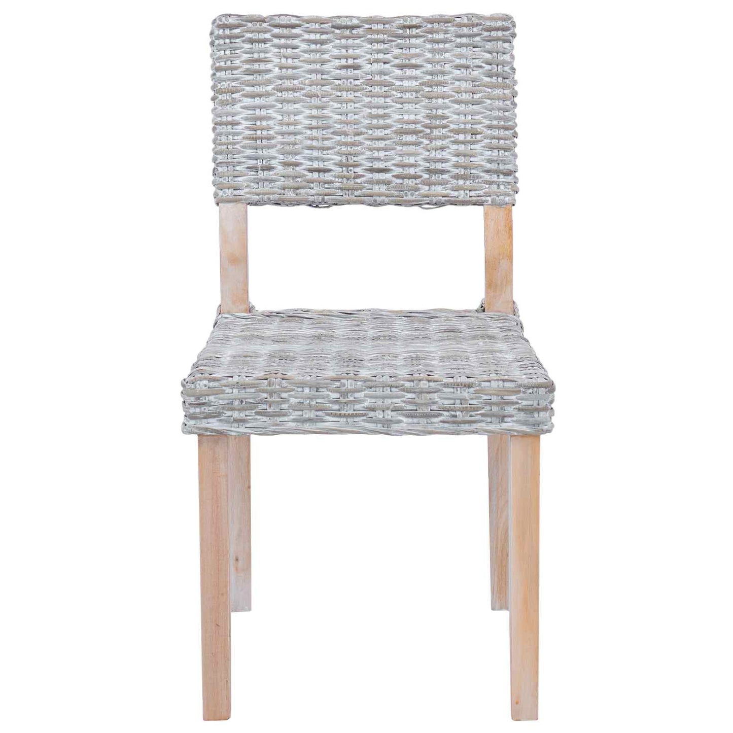 Dining Chair 2 pcs Kubu Rattan White Wash 46 x 55 x 84 cm