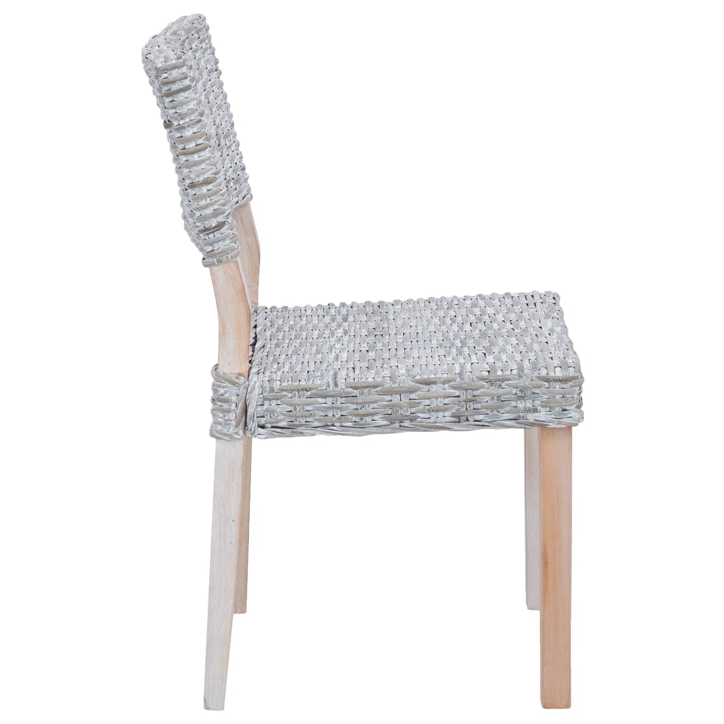 Dining Chair 2 pcs Kubu Rattan White Wash 46 x 55 x 84 cm