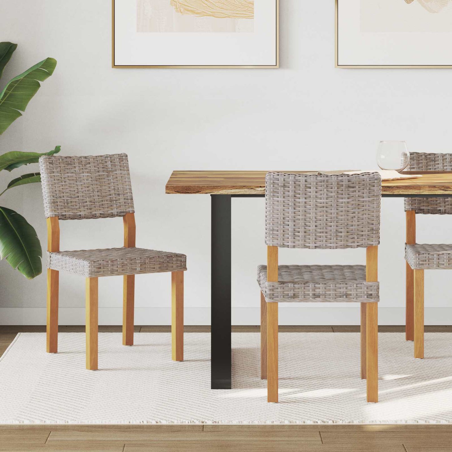 Dining Chair 2 pcs Kubu Rattan Kubu Grey 46 x 55 x 84 cm