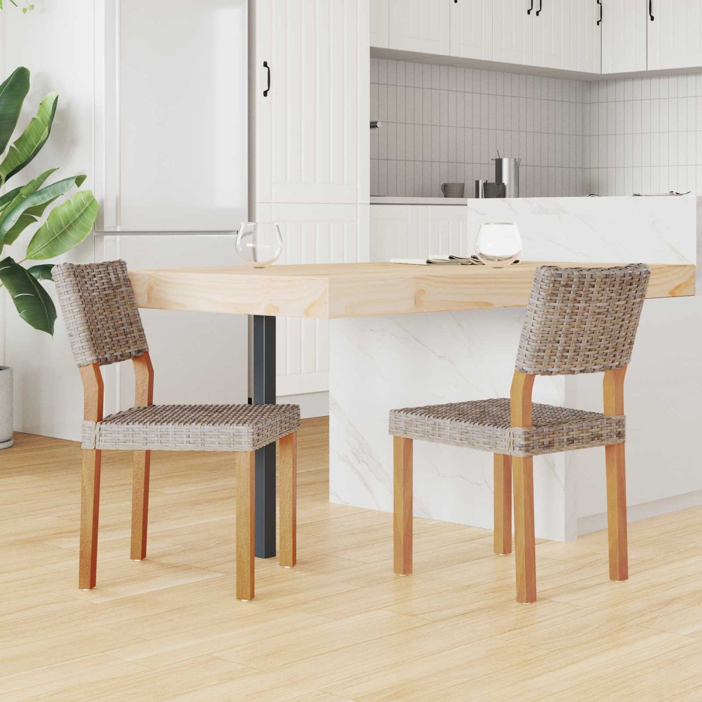 Dining Chair 2 pcs Kubu Rattan Kubu Grey 46 x 55 x 84 cm