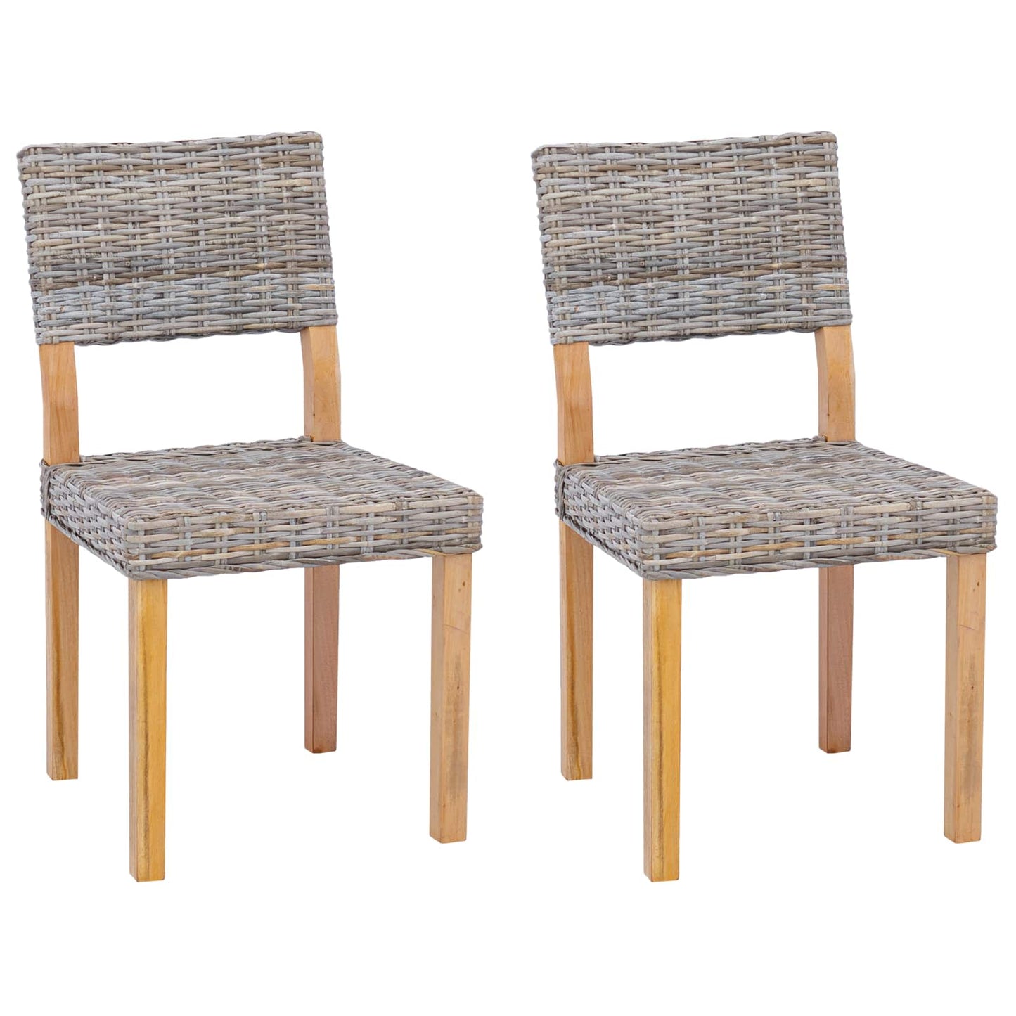Dining Chair 2 pcs Kubu Rattan Kubu Grey 46 x 55 x 84 cm