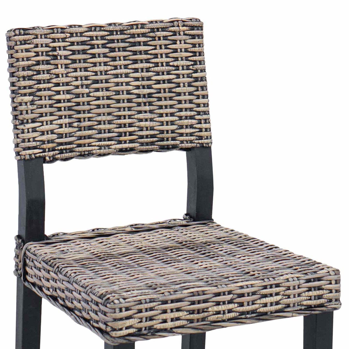 Dining Chair 2 pcs Kubu Rattan Black Wash 46 x 55 x 84 cm