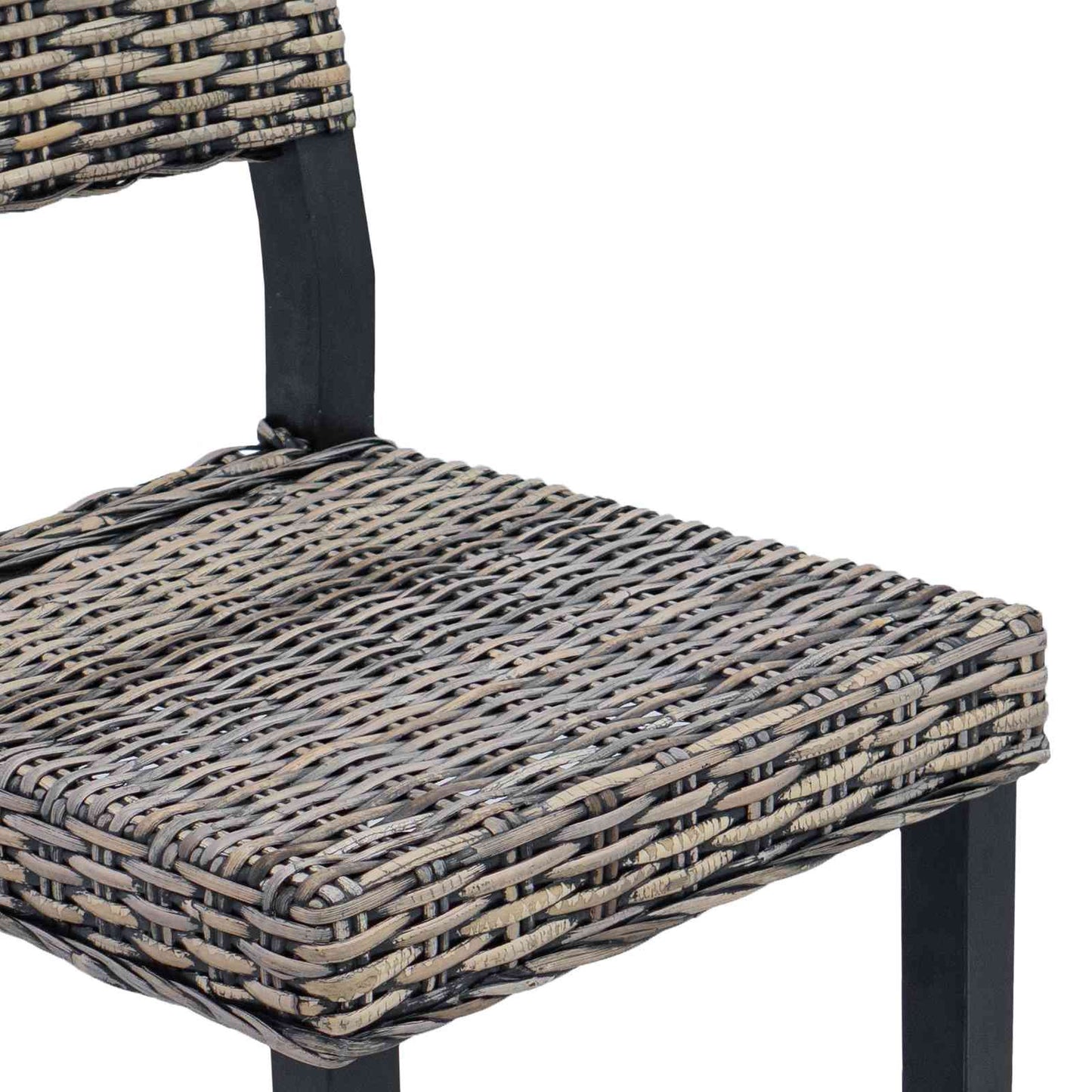 Dining Chair 2 pcs Kubu Rattan Black Wash 46 x 55 x 84 cm