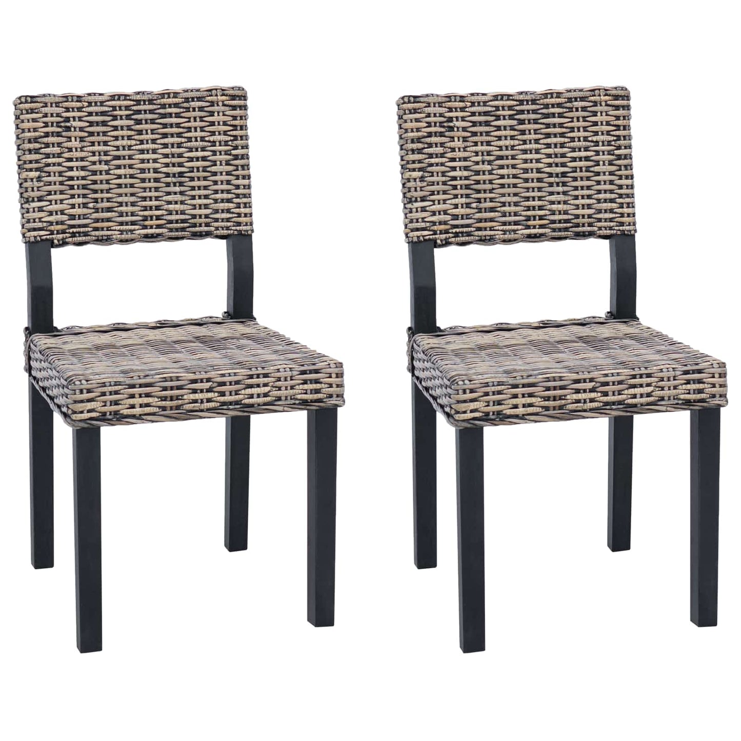 Dining Chair 2 pcs Kubu Rattan Black Wash 46 x 55 x 84 cm